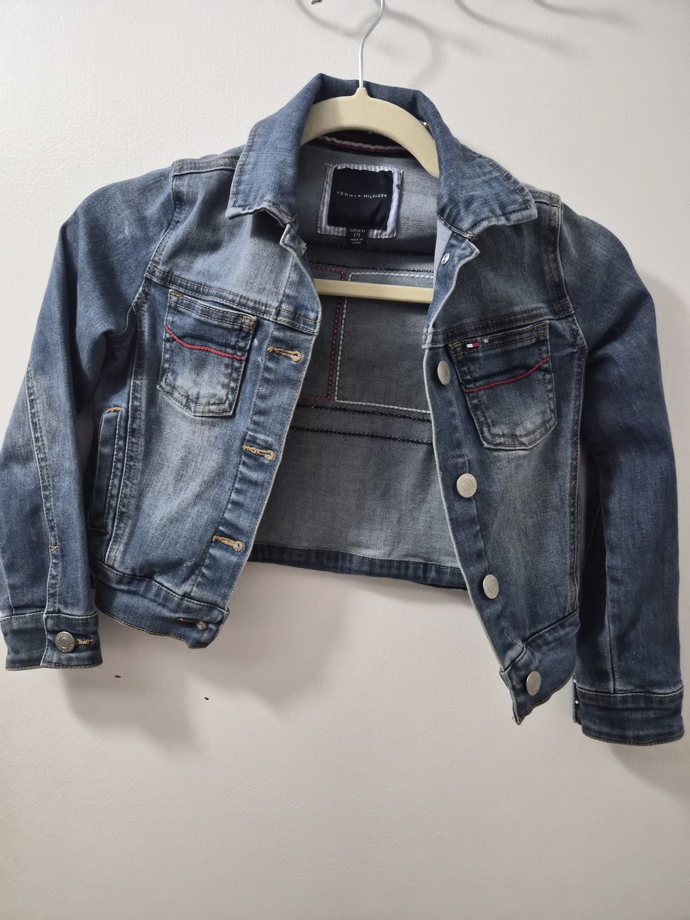 Tommy Hilfiger Girls Distressed Blue Denim Jacket